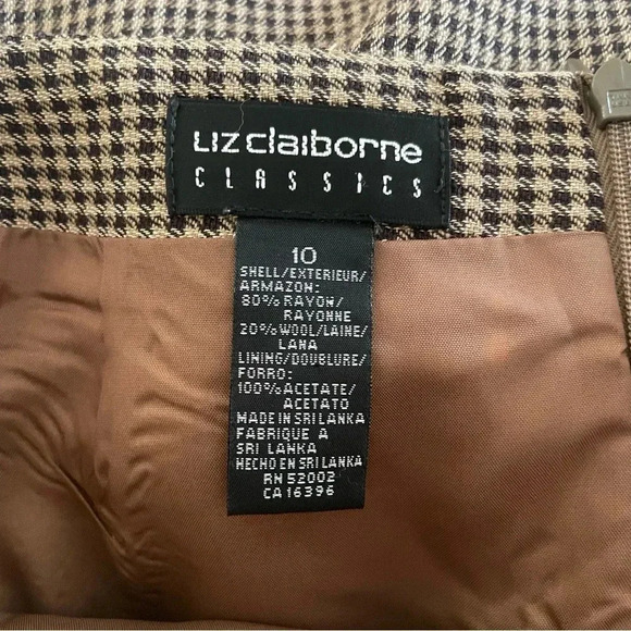 Liz Claiborne Vintage Classics Brown Grid Plaid Tan Wool Blend Skirt Womens 10 - Picture 4 of 4